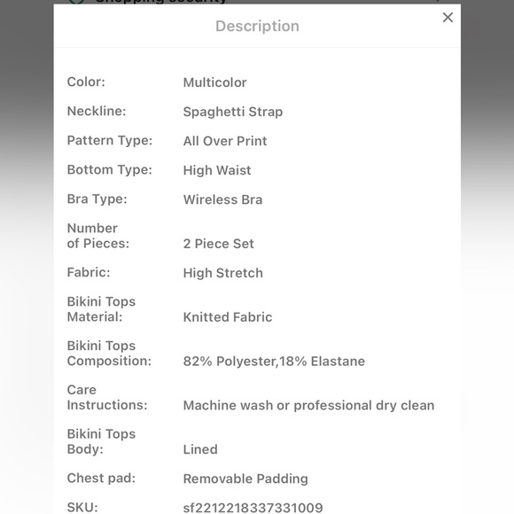 🍉Shein plus size all over print bikini swimsuit multi colour, 1X - Picture 6 of 8